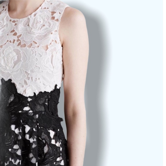 New $598 Hunter Bell Anthropologie Snow Bell 2 / XS Black White Lace Formal Gown - Picture 6 of 6